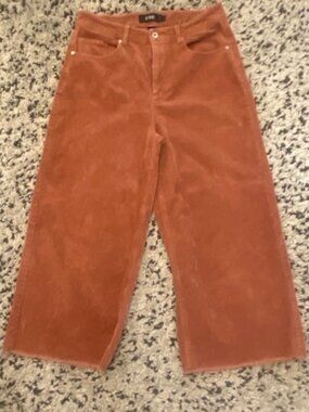 Icone/twik Wide leg cropped Corduroys raw Hem burnt orange Size 6
